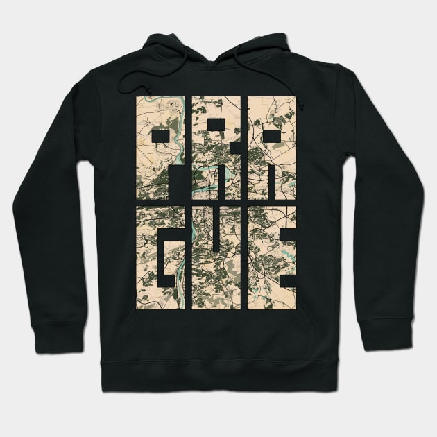 Prague, Czech Republic City Map Typography - Vintage Hoodie by deMAP Studio